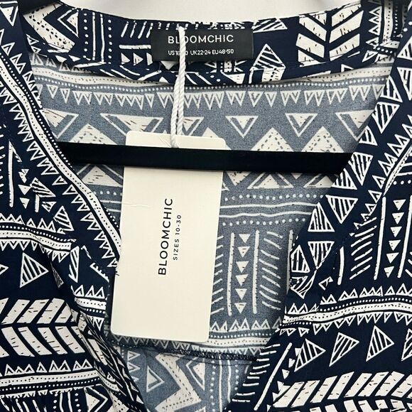 Bloomchic Geometric Print Top Navy - Picture 4 of 6